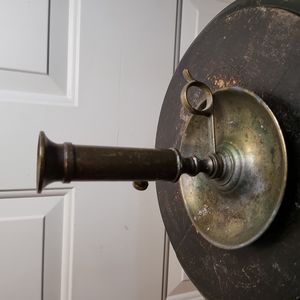 Antique Brass/Tin Adjustable Chamberstick Candle Holder C. 1900s.